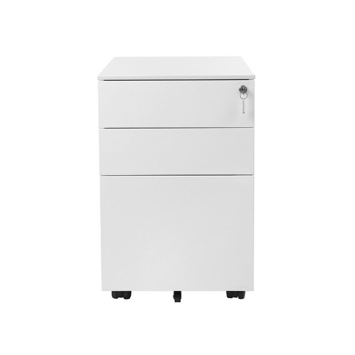 3 Drawers Metal Frame File Cabinet with Casters, White