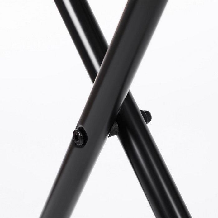 Metal Frame Luggage Rack with Fabric Straps on Top, Black