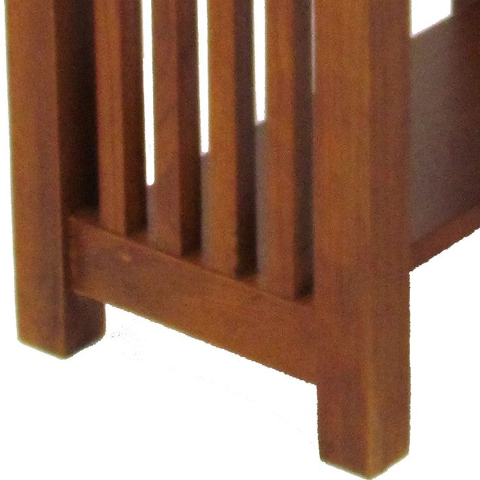 Mission Style Drop Leaf Table with Open Bottom Shelf, Brown