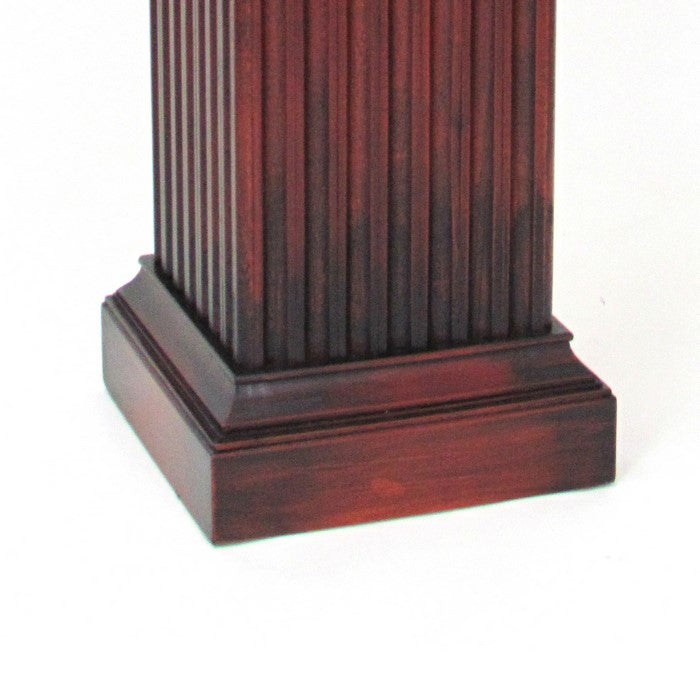 Square Shaped Column Pedestal with Reeded Design, Brown