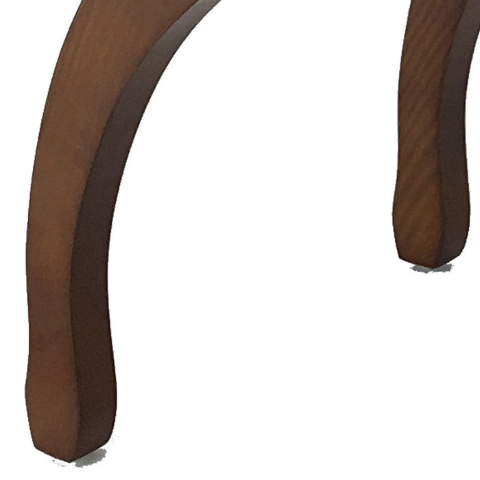 Curved Design Mission Stool with Leatherette Seat and Slatted Sides, Brown