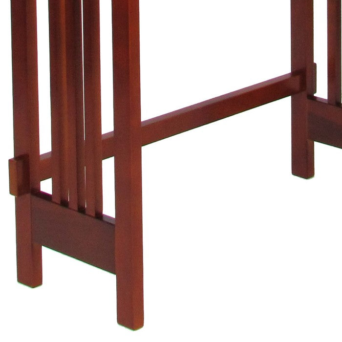 Mission Style Space Saver with 3 Shelves and Slatted Sides, Brown
