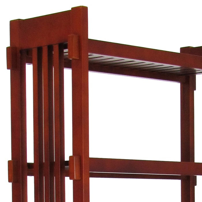 Mission Style Space Saver with 3 Shelves and Slatted Sides, Brown