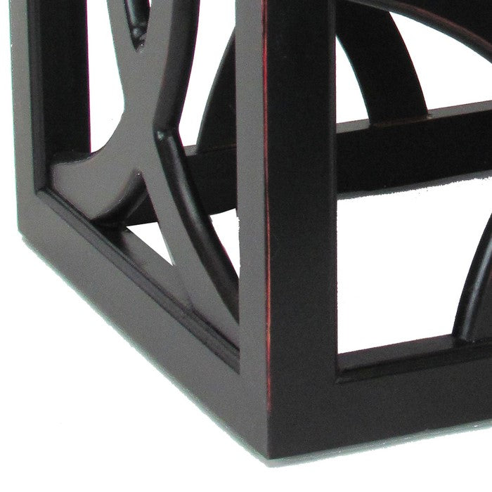 Contemporary Style Square Side Table with Open Lattice Design, Black