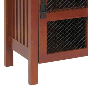 1 Drawer Mission Style Cabinet with Rectangular Top and Slatted Sides,Brown