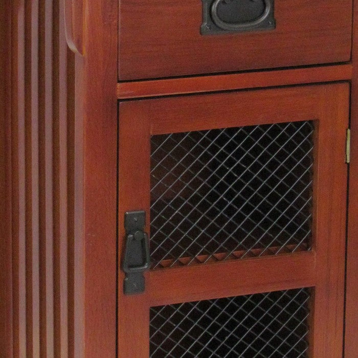1 Drawer Mission Style Cabinet with Rectangular Top and Slatted Sides,Brown