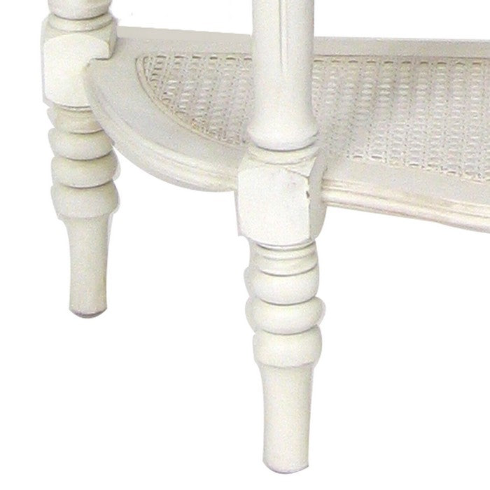 1 Drawer Half Moon Shaped Console with Bulged Front and Turned Legs, White