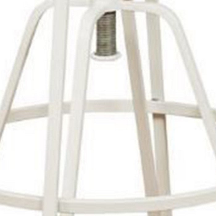 Round Wooden Top Metal Frame Stool with Adjustable Height, Brown and White