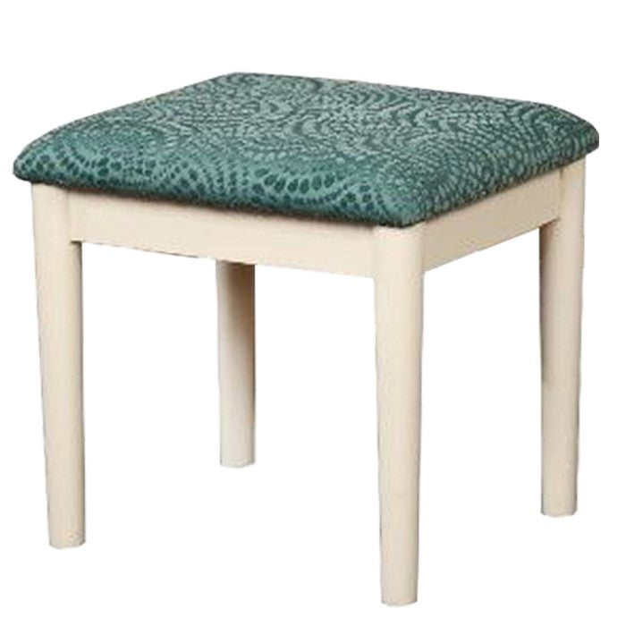3 Piece Wooden Vanity Set with Padded Stool and Tubular Legs, Cream