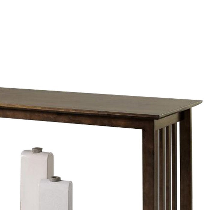 Rectangular Wooden Console Table with Open Shelf and Angled Legs, Brown