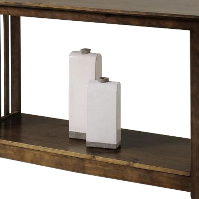Rectangular Wooden Console Table with Open Shelf and Angled Legs, Brown