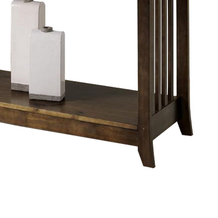 Rectangular Wooden Console Table with Open Shelf and Angled Legs, Brown