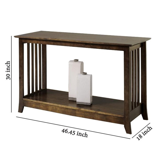 Rectangular Wooden Console Table with Open Shelf and Angled Legs, Brown