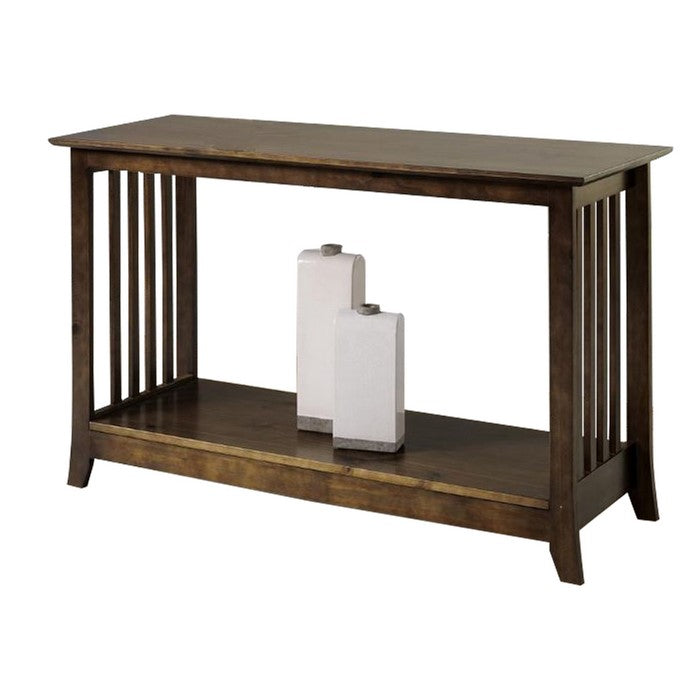 Rectangular Wooden Console Table with Open Shelf and Angled Legs, Brown