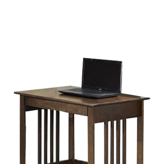 Rectangular Wooden Laptop Table with Slatted Side Panel, Brown