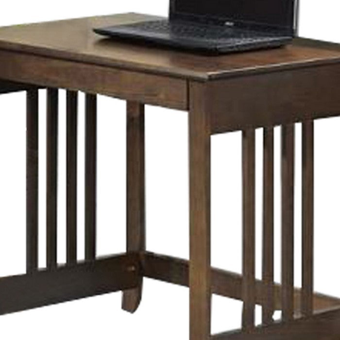 Rectangular Wooden Laptop Table with Slatted Side Panel, Brown