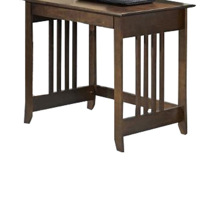 Rectangular Wooden Laptop Table with Slatted Side Panel, Brown