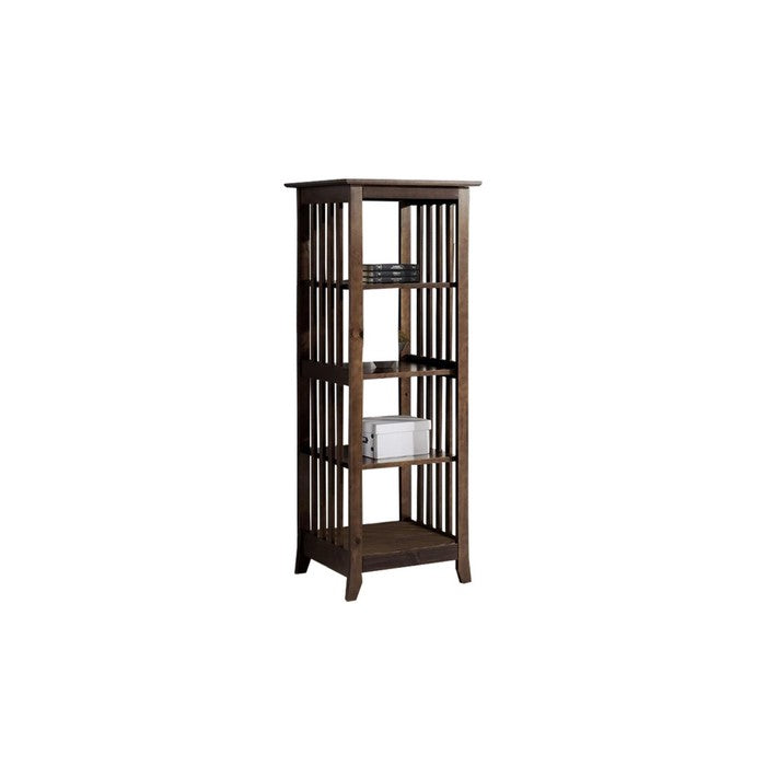4 Tier Wooden Frame Bookcase with Slatted Side Panels, Brown