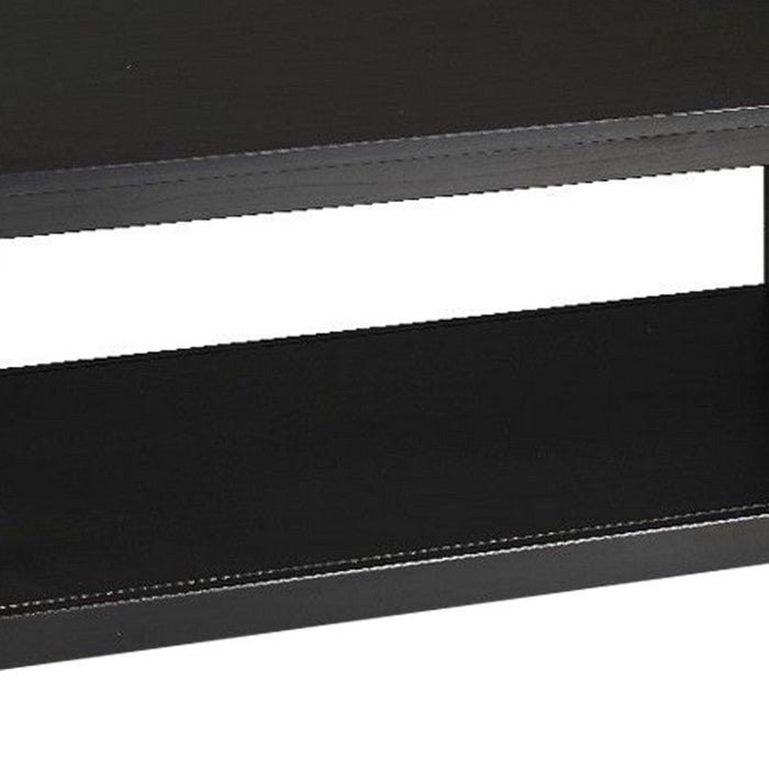 Rectangular Wooden Frame Coffee Table with Open Bottom Shelf, Black