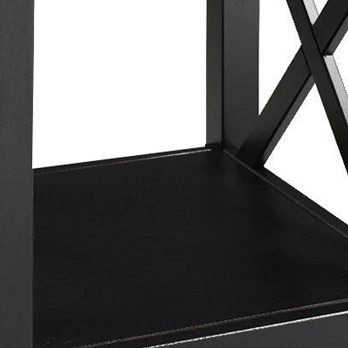 Rectangular Wooden Frame End Table with Open Bottom Shelf, Black