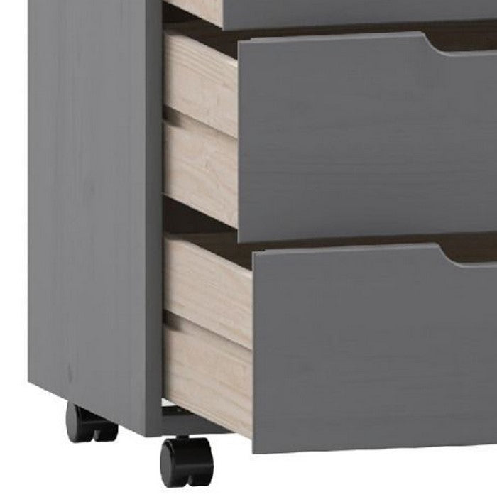 8 Drawers Wooden Storage Cart with Casters and Cut Out Pulls, Gray