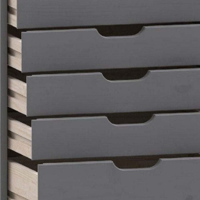 8 Drawers Wooden Storage Cart with Casters and Cut Out Pulls, Gray