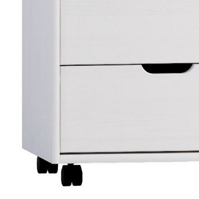 8 Drawers Wooden Storage Cart with Casters and Cut Out Pulls, White