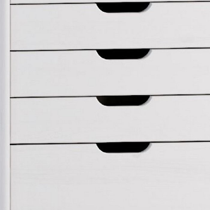 8 Drawers Wooden Storage Cart with Casters and Cut Out Pulls, White