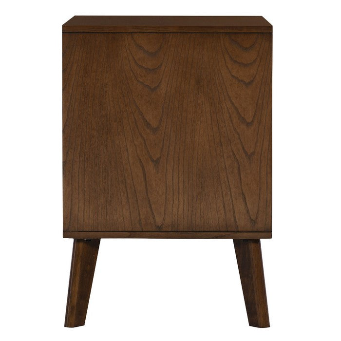 Grained Wooden Frame Nightstand with 1 Drawer and 1 Open Shelf, Brown