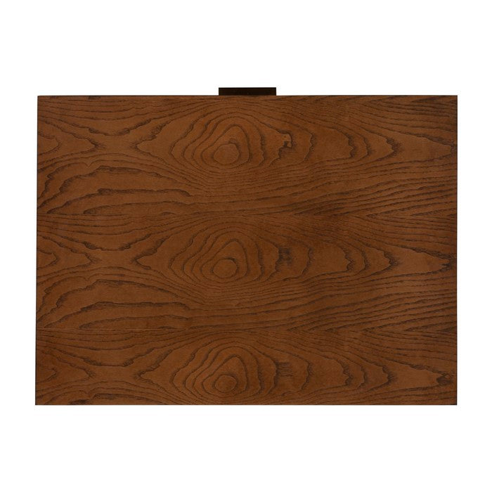 Grained Wooden Frame Nightstand with 2 Drawers and Angled Legs, Brown