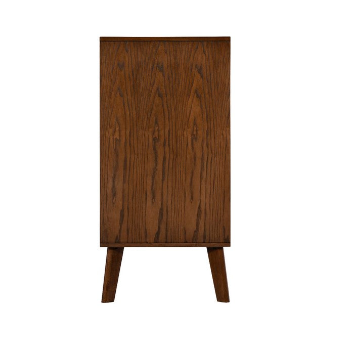 Grained Wooden Frame Chest with 4 Drawers and Angled Legs, Brown