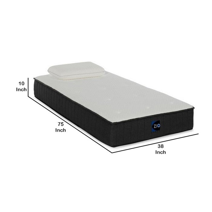 Twin Size Gel Infused Memory Foam Mattress, White and Gray