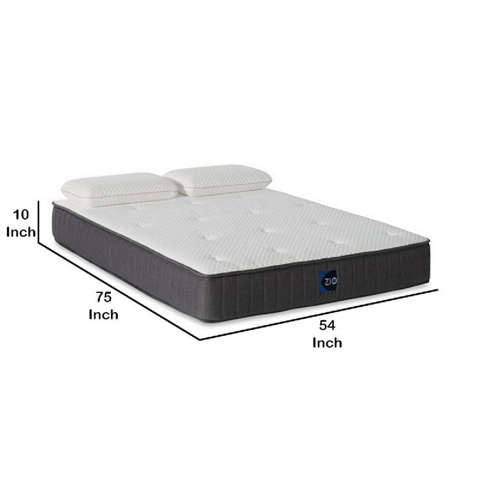 Full Size Gel Infused Memory Foam Mattress, White and Gray