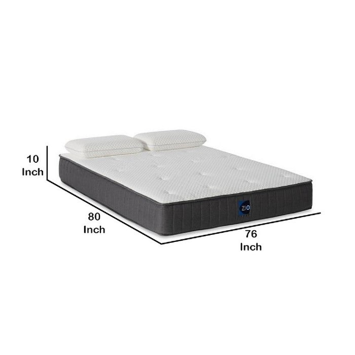 King Size Gel Infused Memory Foam Mattress, White and Gray