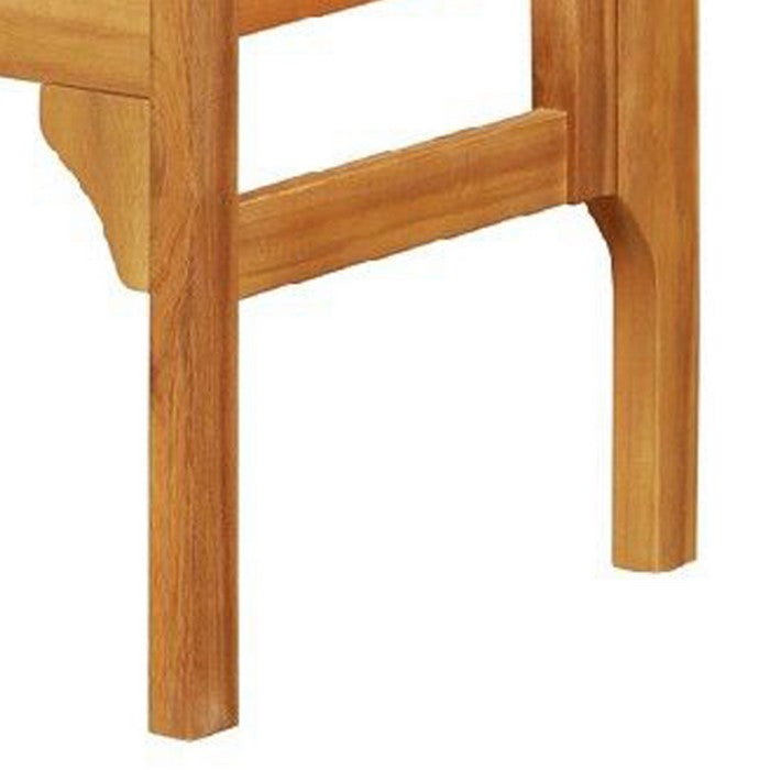 Outdoor Wooden Frame Folding Bench with Slatted Backrest, Teak Brown