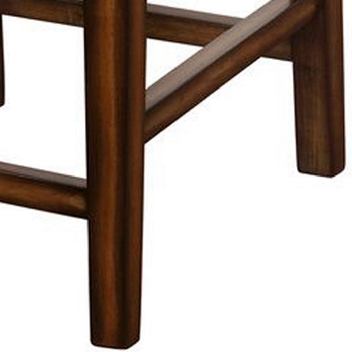 Nailhead Trim Fabric Upholstered Wooden Counter Stool, Beige and Brown
