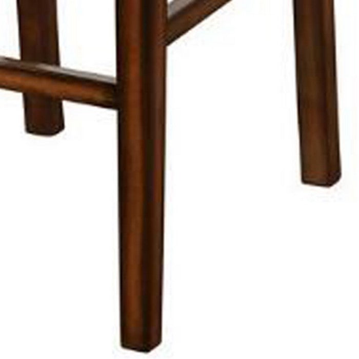 Nailhead Trim Fabric Upholstered Wooden Barstool, Beige and Brown