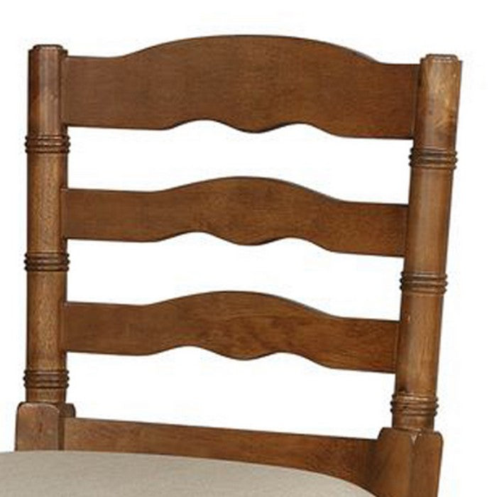 Wooden Frame Barstool with Scalloped Cut Out and Padded Seat, Brown