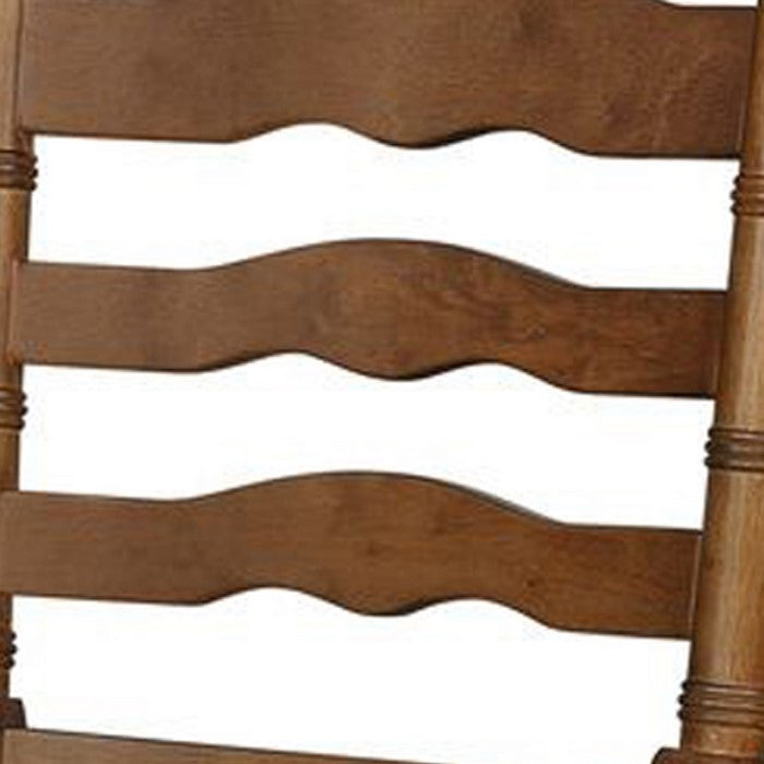Wooden Frame Counter Stool with Scalloped Cut Out and Padded Seat, Brown