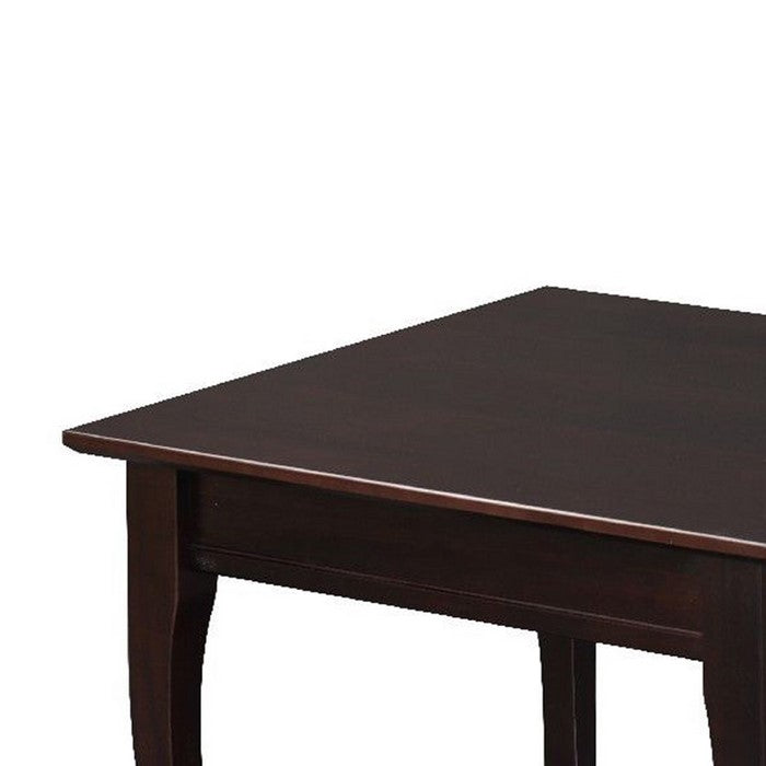 Wooden End Table with Open Bottom Shelf and Sabre Legs, Espresso Brown
