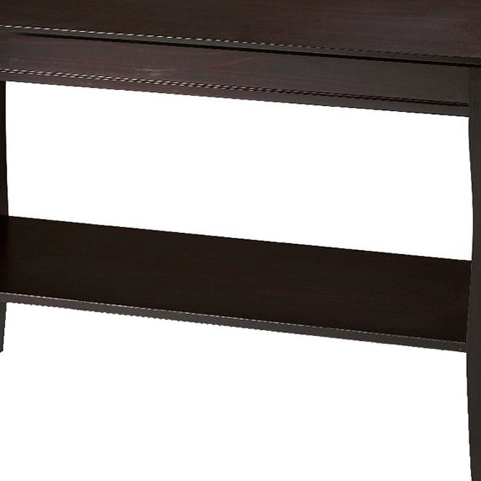 Wooden Console Table with Open Bottom Shelf and Sabre Legs, Espresso Brown