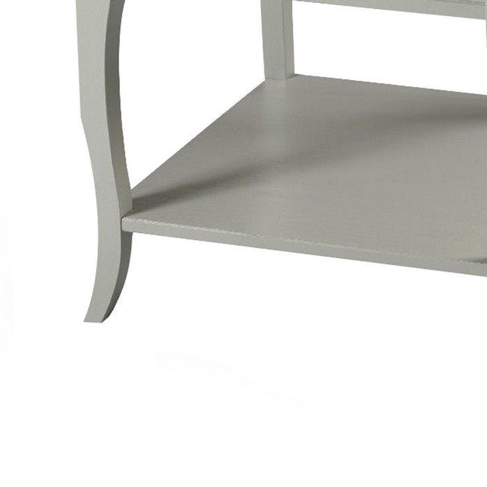 Wooden End Table with Open Bottom Shelf and Sabre Legs, Gray