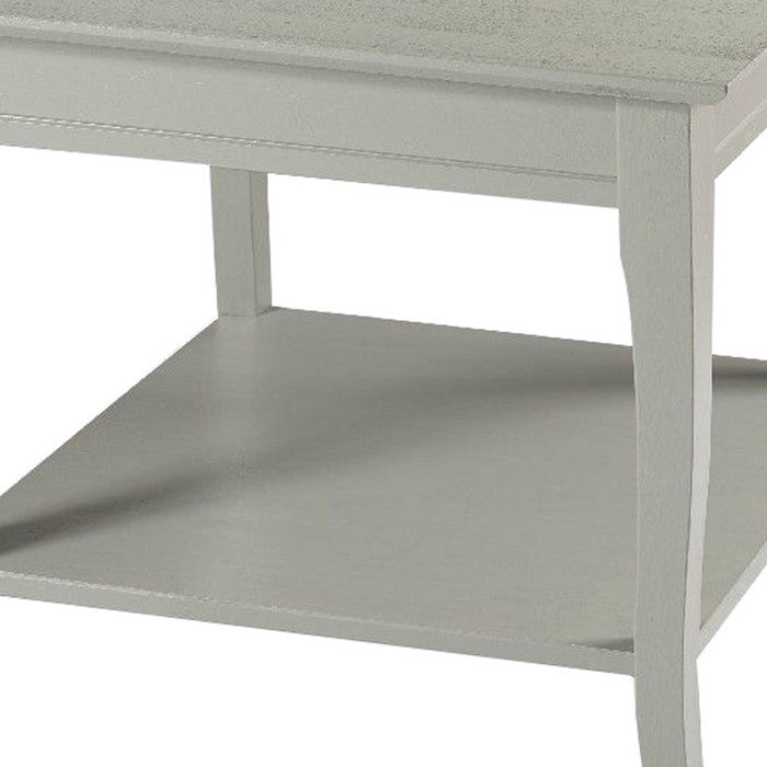 Wooden End Table with Open Bottom Shelf and Sabre Legs, Gray