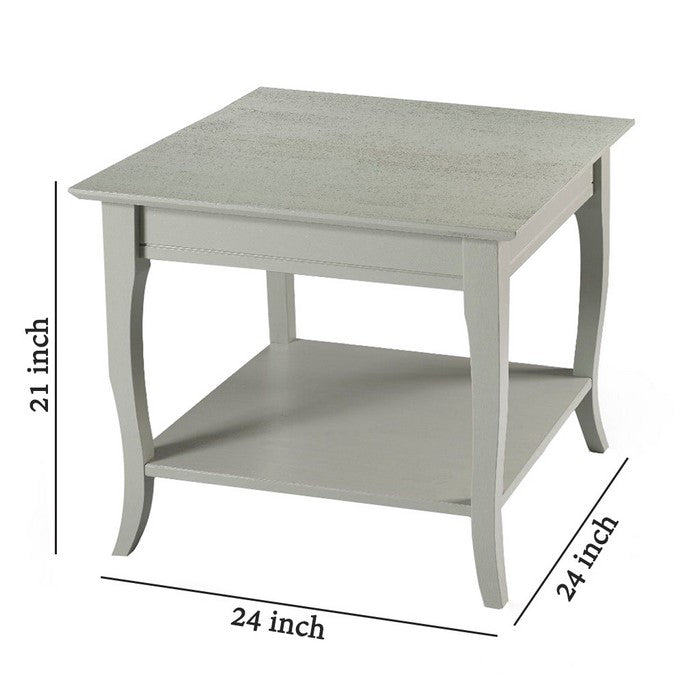 Wooden End Table with Open Bottom Shelf and Sabre Legs, Gray