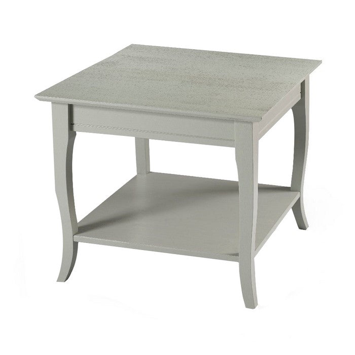 Wooden End Table with Open Bottom Shelf and Sabre Legs, Gray