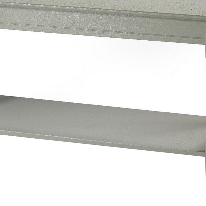 Wooden Console Table with Open Bottom Shelf and Sabre Legs, Gray