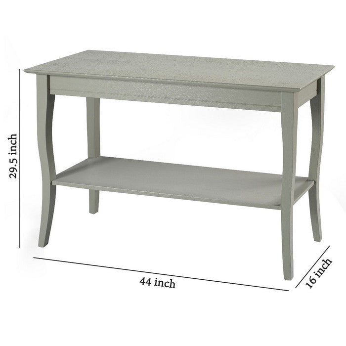 Wooden Console Table with Open Bottom Shelf and Sabre Legs, Gray