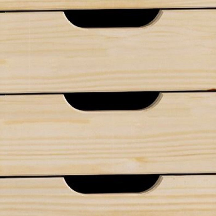 6 Drawer Rolling Storage Cart with Cut Out Pulls, Natural Brown