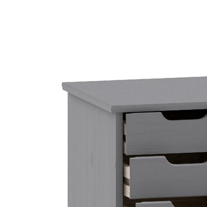 6 Drawer Rolling Storage Cart with Cut Out Pulls, Gray