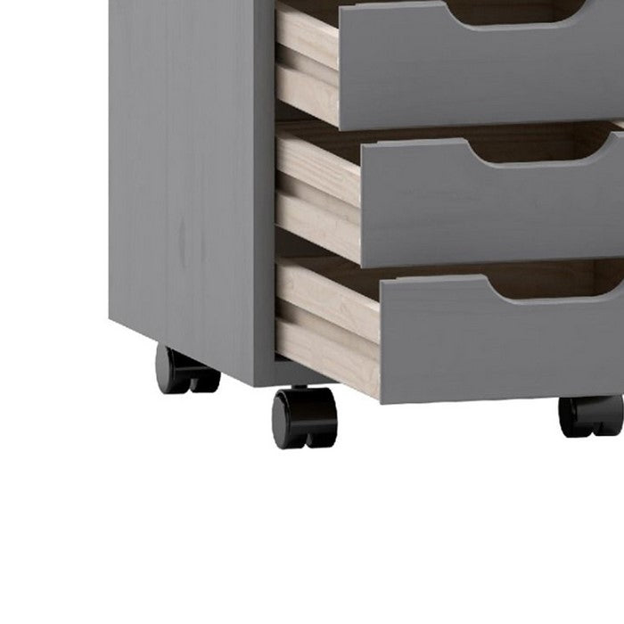 6 Drawer Rolling Storage Cart with Cut Out Pulls, Gray